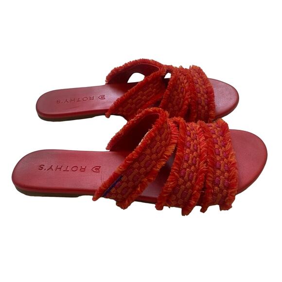 Rothy's Shoes - Rothys Sandals Size 6.5 Triple Band Fringe Slides Boho Summer Beachy Vacation